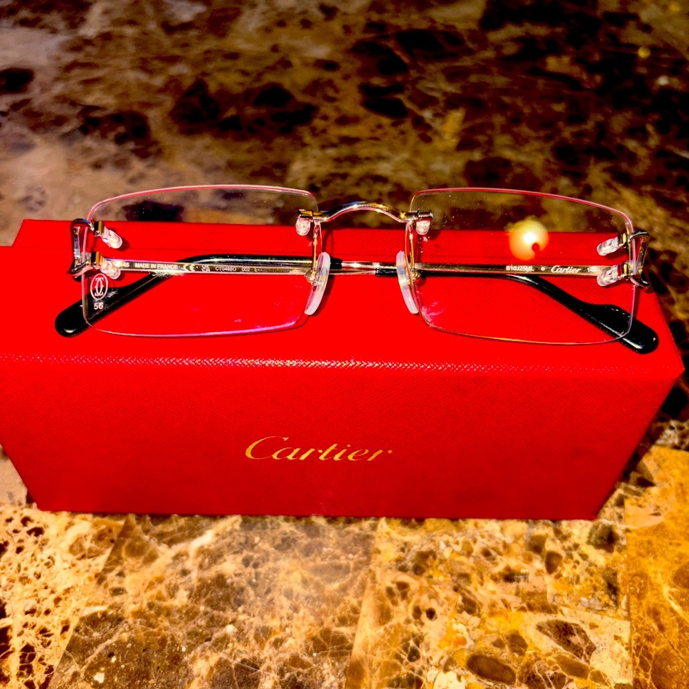 Cartier Silver Rimless Glasses Minimalist Design
